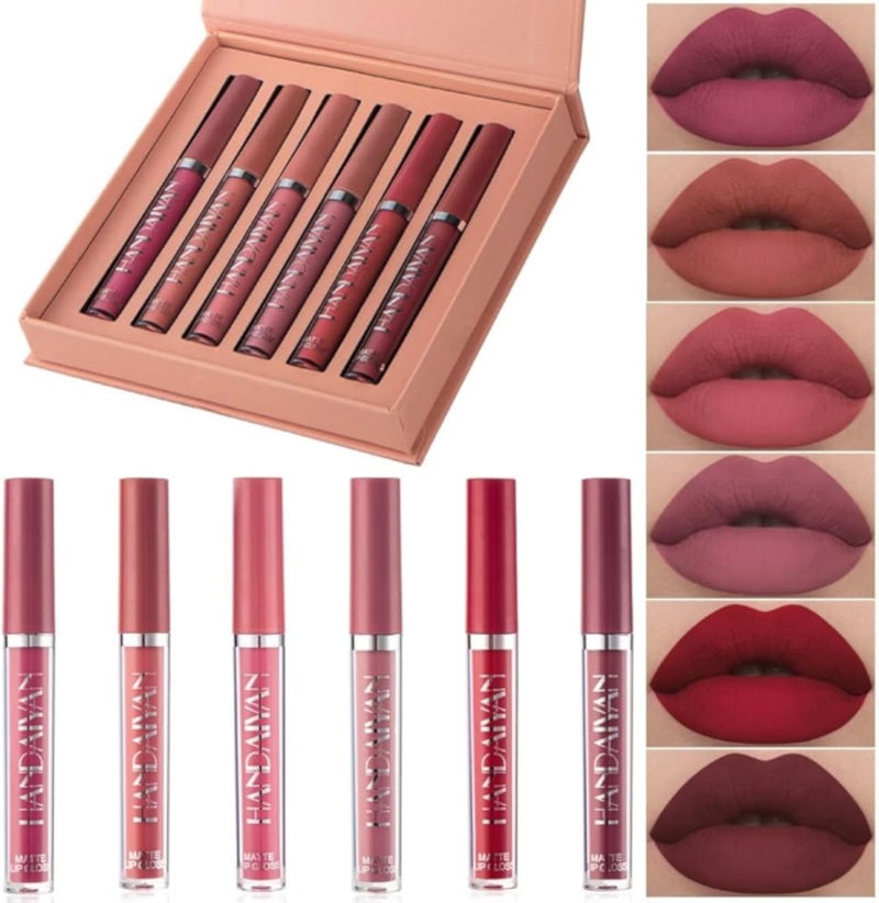 fashion mania Lipstick Set Ultra Matte Velvet Waterproof Long Lasting Lip Glosses Nude Makeup Cosmetic Kit (A)