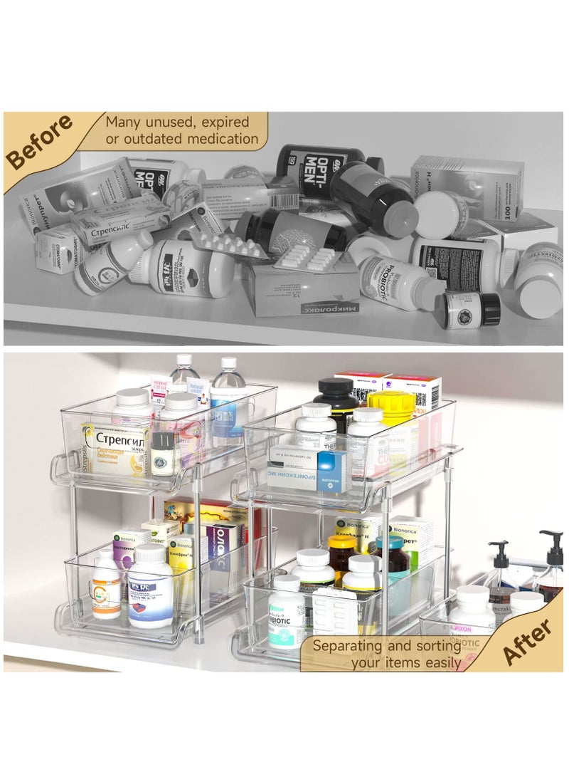 Arabest 2 Tier Bathroom Storage Hanging Cabinet with Divider, Clear Under Sink Storage Hanging Cabinet and Storage Pullout for Bathroom, Kitchen, Pantry and Medicine Cabinet. - Image 3