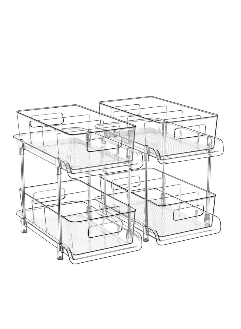 Arabest 2 Tier Bathroom Storage Hanging Cabinet with Divider, Clear Under Sink Storage Hanging Cabinet and Storage Pullout for Bathroom, Kitchen, Pantry and Medicine Cabinet. - Image 1