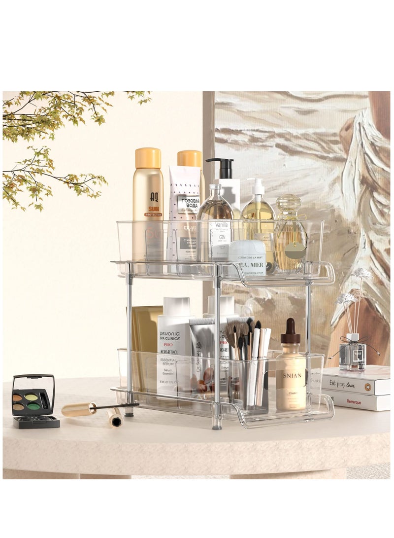 Arabest 2 Tier Bathroom Storage Hanging Cabinet with Divider, Clear Under Sink Storage Hanging Cabinet and Storage Pullout for Bathroom, Kitchen, Pantry and Medicine Cabinet. - Image 5