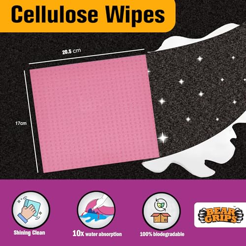 BEAR GRIPS resuable and Washable Sponge Wipes with Super absorbant Biodegradable Cellulose Material for Kitchen and Home Cleaning (Multicolored) - Pack of 12 - Image 4