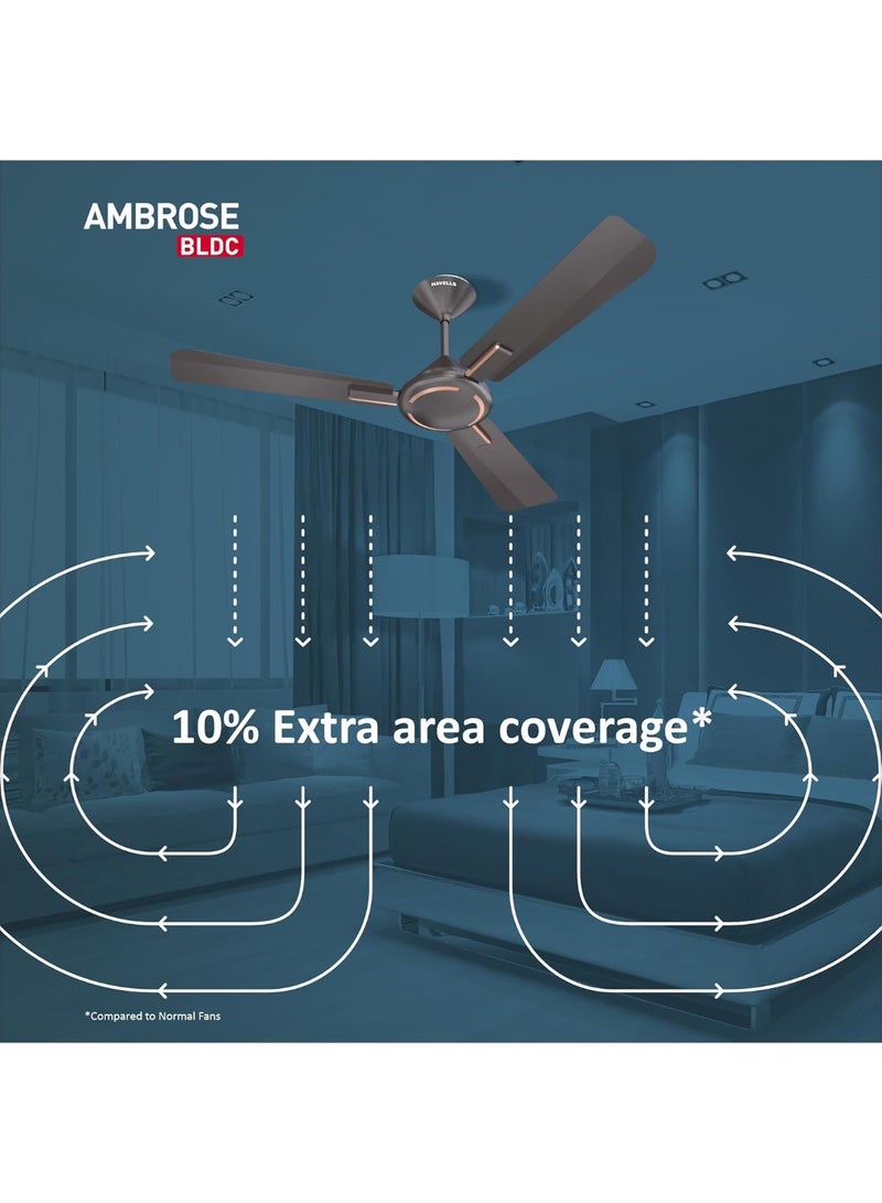 Havells Havells 1200Mm Ambrose Bldc Motor Ceiling Fan|Premium Matt Finish, Decorative Fan, Remote Control, High Air Delivery|5 Stars Rated, Upto 60% Energy Saving, 2 Yr Warranty|(Pack Of 1, Copper)  - Image 2