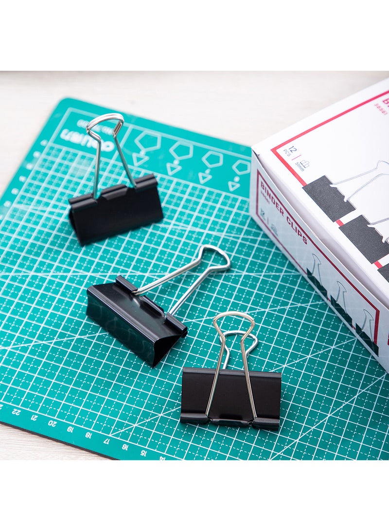 ديلي مشبك ورق أسود 51 ملم عبوة من 12 مشبك , لتنظيم المستندات , أوراق العمل , مستلزمات الطلاب - Image 4