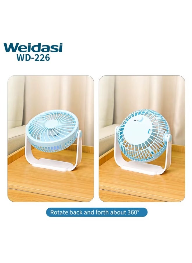 WEIDASI Rechargeable Mini Fan 360 Degree Adjustable Fan Head & Bottom Desktop Small Fan - Image 3