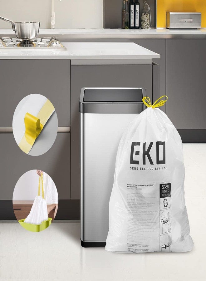 EKO Easy-Dispense Roll of 60 Count Extra-Strong Drawstring Kitchen Trash Bags - 21 Gallon Garbage Bags (79.5L) 1 pack, Code G - Image 1