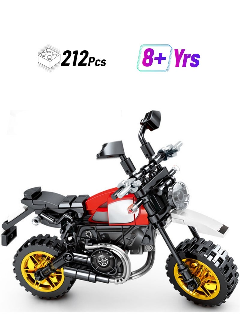 إسكدنيا 212 قطعة طقم لعب بناء دراجة نارية صغيرة باللونين الأسود والأحمر؛ اصنع دراجة نارية كهدية للأطفال الذين تزيد أعمارهم عن 8 سنوات ويحبون حركة المركبات السريعة - Image 1