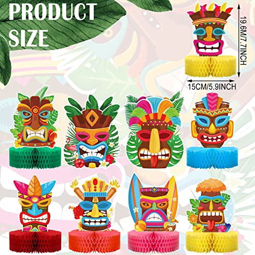 Geyee 9 Pcs Hawaiian Luau Honeycomb Centerpiece Tiki Tropical Table Toppers Party Decorations Luau Double Side Table Paper Toppers Signs for Hawaii Birthday Beach Pool Party Supplies - Image 5