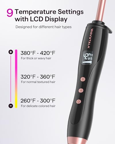 Wavytalk 3/8 Inch Small Curling Iron Wand for Short & Long Hair, Ceramic Barrel with Adjustable Temperature, Heat Resistant Glove Included (Rose Pink) - Image 3
