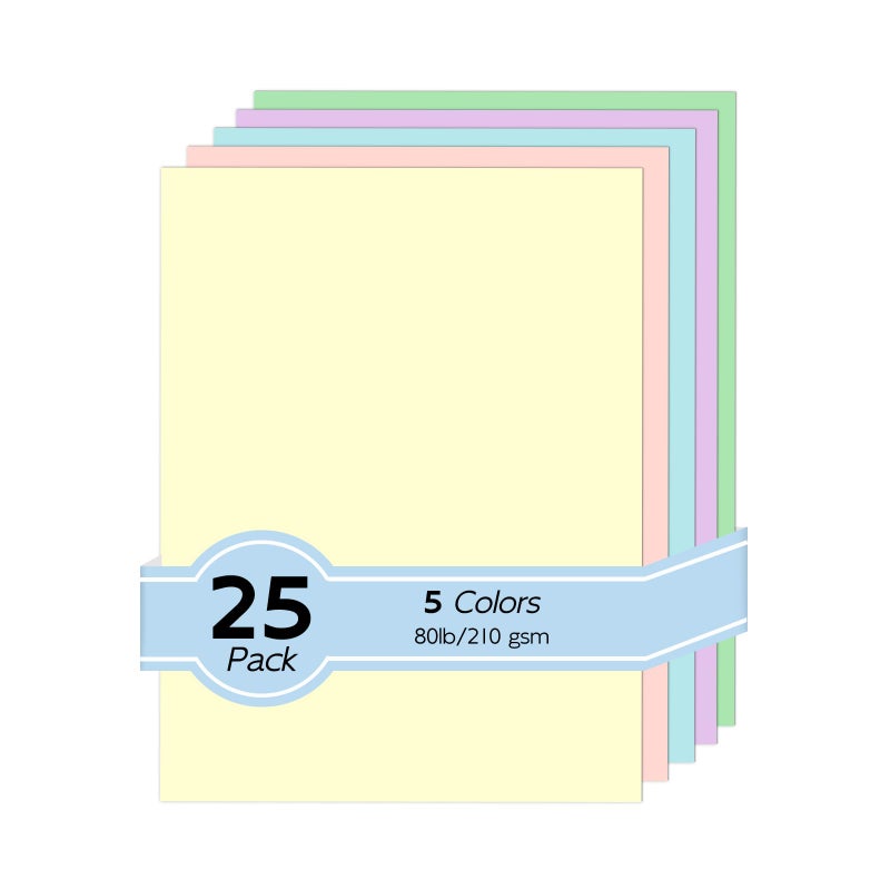 Goefun 80lb Pastel Construction Paper Assorted Colors, Goefun 5 Colors Colored Cardstock Paper 8.5 x 11 Perfect for Crafts, DIY Cards, Scrapbookingï¼ˆLight Colorsï¼‰ - Image 1