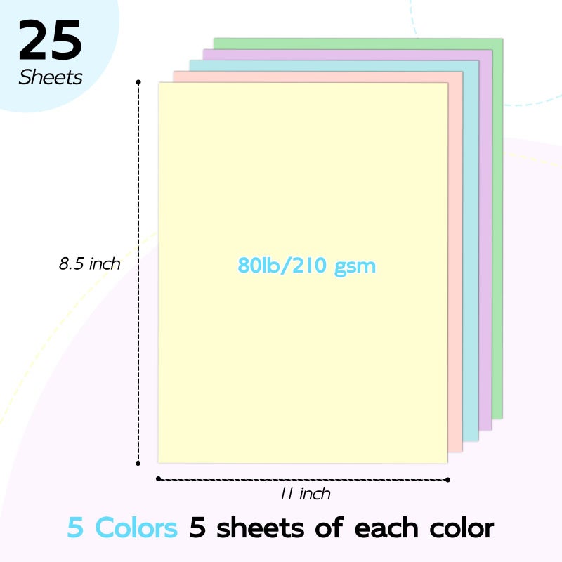 Goefun 80lb Pastel Construction Paper Assorted Colors, Goefun 5 Colors Colored Cardstock Paper 8.5 x 11 Perfect for Crafts, DIY Cards, Scrapbookingï¼ˆLight Colorsï¼‰ - Image 2