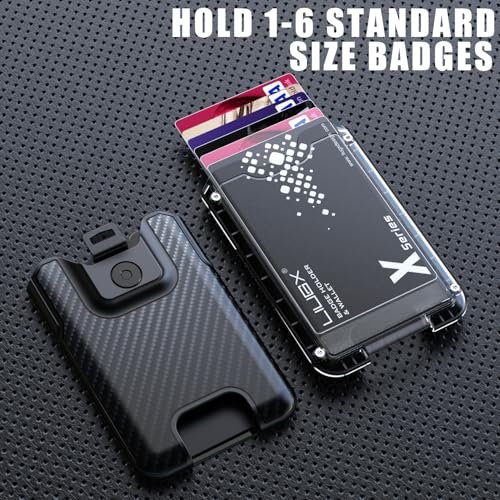 LIUGX Badge Holder, No-Clip Version, ID Card Holder, Durable Polycarbonate (Holds 6 Cards), for Office, Laborer, Police, Work, Black - Image 2