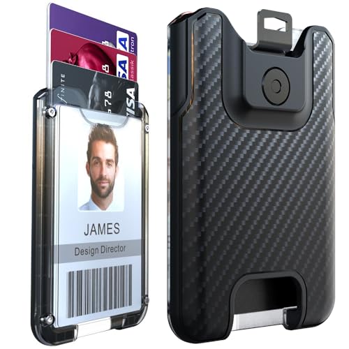 LIUGX Badge Holder, No-Clip Version, ID Card Holder, Durable Polycarbonate (Holds 6 Cards), for Office, Laborer, Police, Work, Black - Image 1