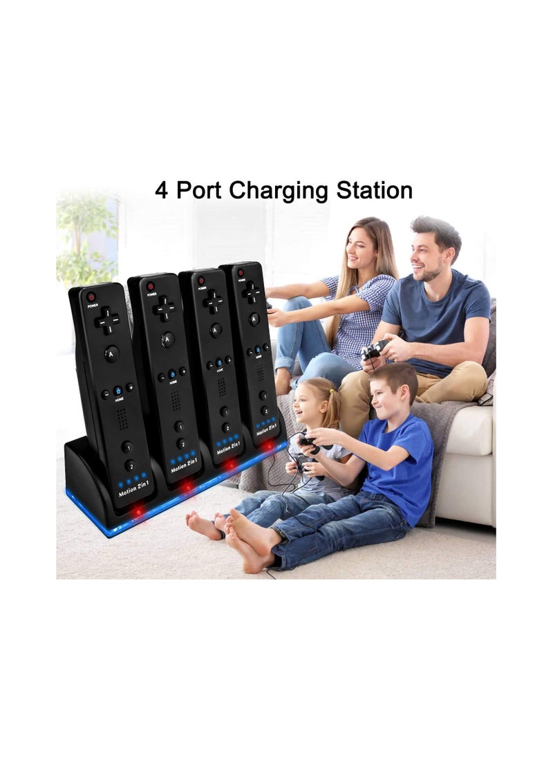 Generic - Upgraded 4-Port Wii Remote Controller Charging Station with 4 Battery Packs, USB Charging Cable, and LED Indicator - Compatible with Nintendo Wii Remotes - Image 1
