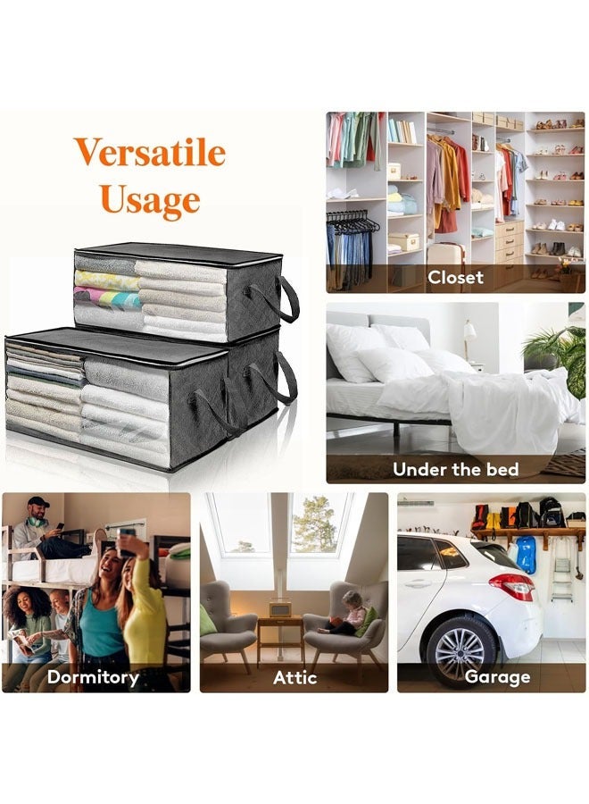 Quivlox Storage Bags, Clothes Storage Bins Foldable Closet Organizers Storage Containers with Reinforced Handle for Clothing, Blanket, Comforters, Bed Sheets, Pillows and Toys - Image 3
