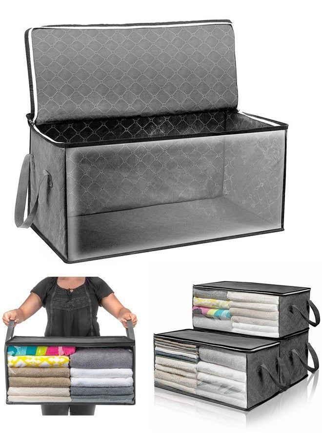 Quivlox Storage Bags, Clothes Storage Bins Foldable Closet Organizers Storage Containers with Reinforced Handle for Clothing, Blanket, Comforters, Bed Sheets, Pillows and Toys - Image 1