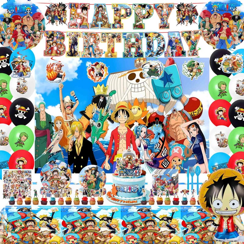 MLEDUY Adeventure Themed Birthday Party Decorations Set - Cartoon Theme Party Supplies (Includes Banner, Foil Balloons, Printed Balloons, Tablecloth, Tableware, Napkins) - Image 1