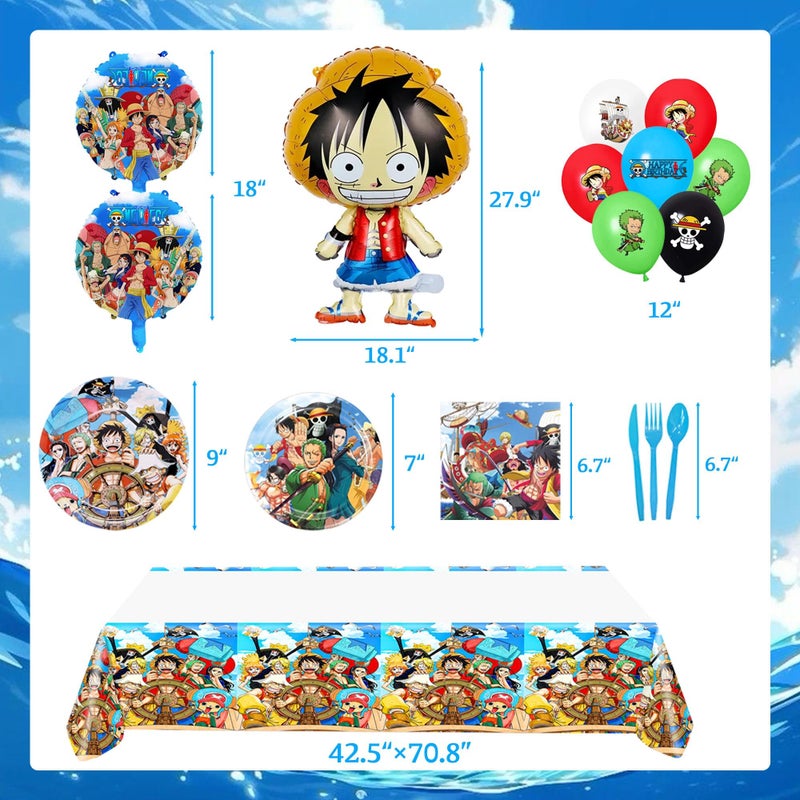 MLEDUY Adeventure Themed Birthday Party Decorations Set - Cartoon Theme Party Supplies (Includes Banner, Foil Balloons, Printed Balloons, Tablecloth, Tableware, Napkins) - Image 4
