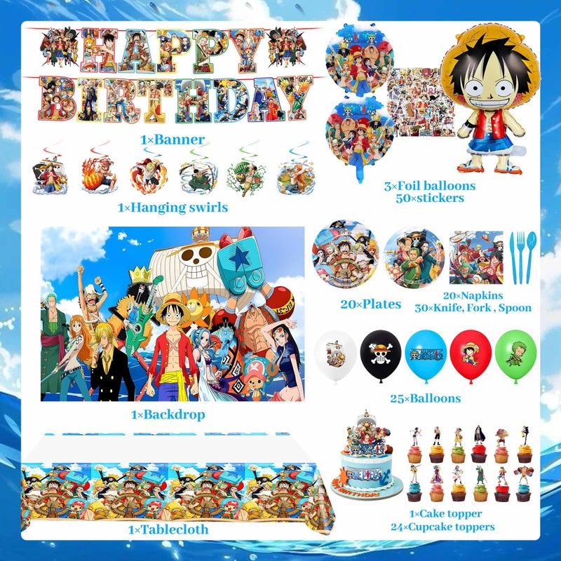 MLEDUY Adeventure Themed Birthday Party Decorations Set - Cartoon Theme Party Supplies (Includes Banner, Foil Balloons, Printed Balloons, Tablecloth, Tableware, Napkins) - Image 2