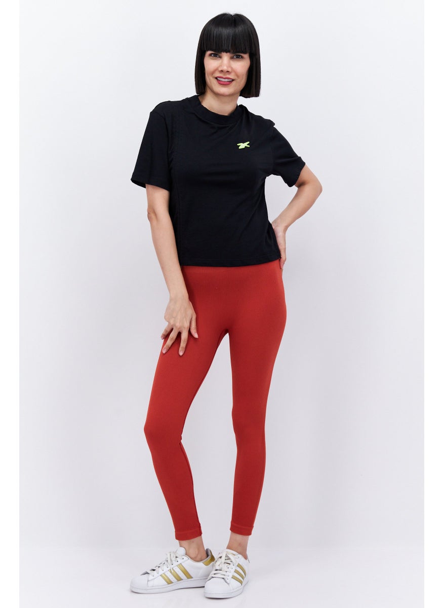 Reebok Women Sportswear Fit Short Sleeves Training Top, Black  - Image 3