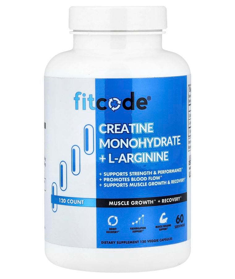 fitcode Creatine Monohydrate + L-Arginine 120 Veggie Capsules