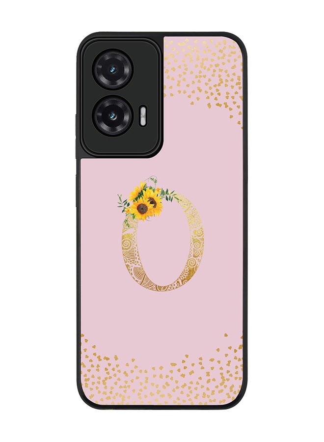 Stylizedd For Motorola Moto G35 Case,Slim fit Camera Protection, Shockproof Thin Phone cover  - Custom Floral Monogram - O  (Pink )