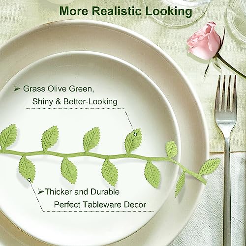 Naidiler Leaf Ribbon, 20Yards Artificial Green Ribbons for Crafts, Grass Olive Green Leaf Trim Rope for Baby Shower Wedding Party Wrapping Home Decor Wreath Garland - Image 4