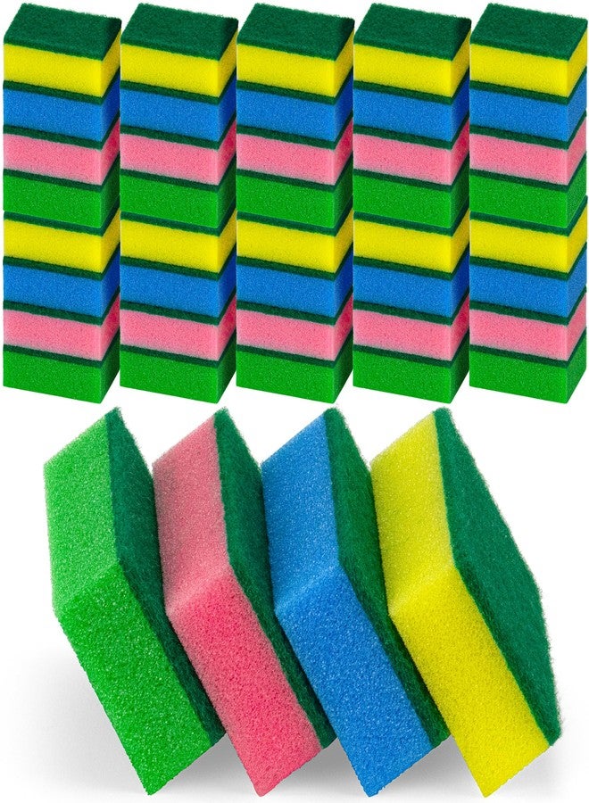 DecorRack 40 Count Non-Scratch Cleaning Scrub Sponges, Dual-Sided Heavy Duty Kitchen Sponges for Dishes, Cleaning Household, Bathroom, Car Wash - Multicolor (Pack of 40) - Image 4