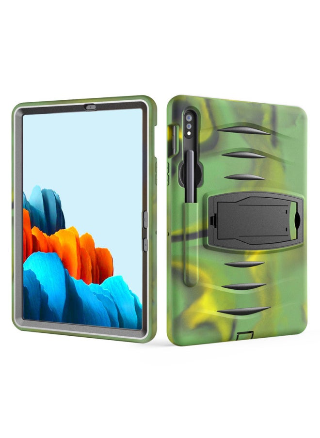 Generic - For Samsung Tab S7 T875 Shock Wave PC Bracket Flat Cover S7 Plus Silicone Anti-drop Protective Shell-Color:Fan Color-Applicable Model:Samsung Tab A 8.0 2019 T290 T295 - Image 1