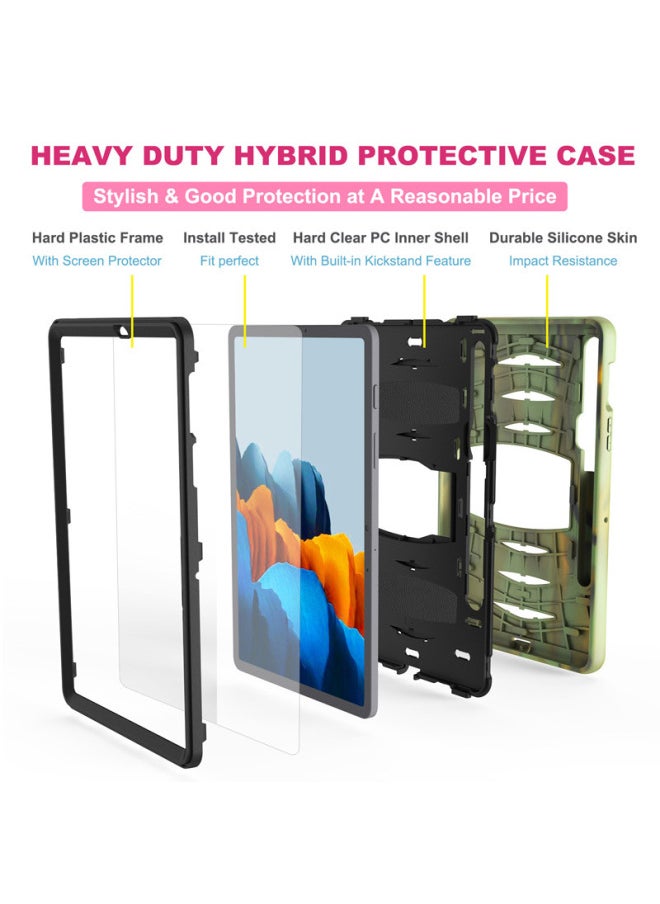 Generic - For Samsung Tab S7 T875 Shock Wave PC Bracket Flat Cover S7 Plus Silicone Anti-drop Protective Shell-Color:Fan Color-Applicable Model:Samsung Tab A 8.0 2019 T290 T295 - Image 1