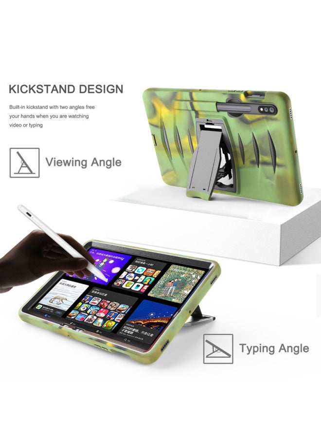 Generic - For Samsung Tab S7 T875 Shock Wave PC Bracket Flat Cover S7 Plus Silicone Anti-drop Protective Shell-Color:Fan Color-Applicable Model:Samsung Tab A 8.0 2019 T290 T295 - Image 1