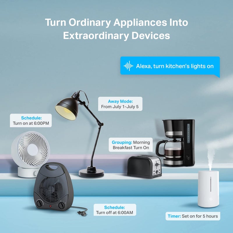 Kasa Smart قابس ميني 15A، مخرج واي فاي ذكي للمنزل يعمل مع أليكسا، جوجل هوم و IFTTT، لا حاجة لمركز، معتمد من UL، واي فاي 2.4G فقط، 4-pack(EP10P4)، أبيض - Image 4