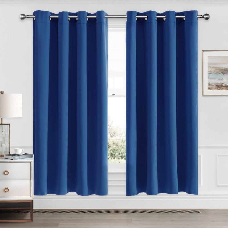 CUCRAF Royal Blue Blackout Curtains 63 inch Length 2 Panels Set  Room Darkening Curtains & Drapes for Living Room Bedroom  Thermal Insulated Light Blocking Grommet Window Curtain (W52 x L63 Inch) - Image 1