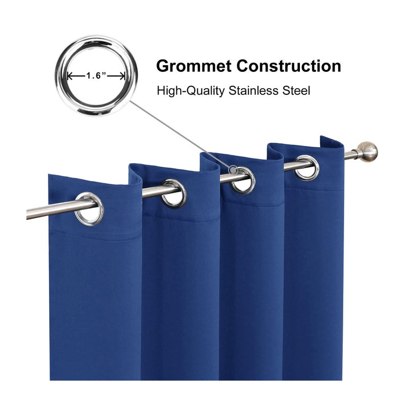 CUCRAF Royal Blue Blackout Curtains 63 inch Length 2 Panels Set  Room Darkening Curtains & Drapes for Living Room Bedroom  Thermal Insulated Light Blocking Grommet Window Curtain (W52 x L63 Inch) - Image 2