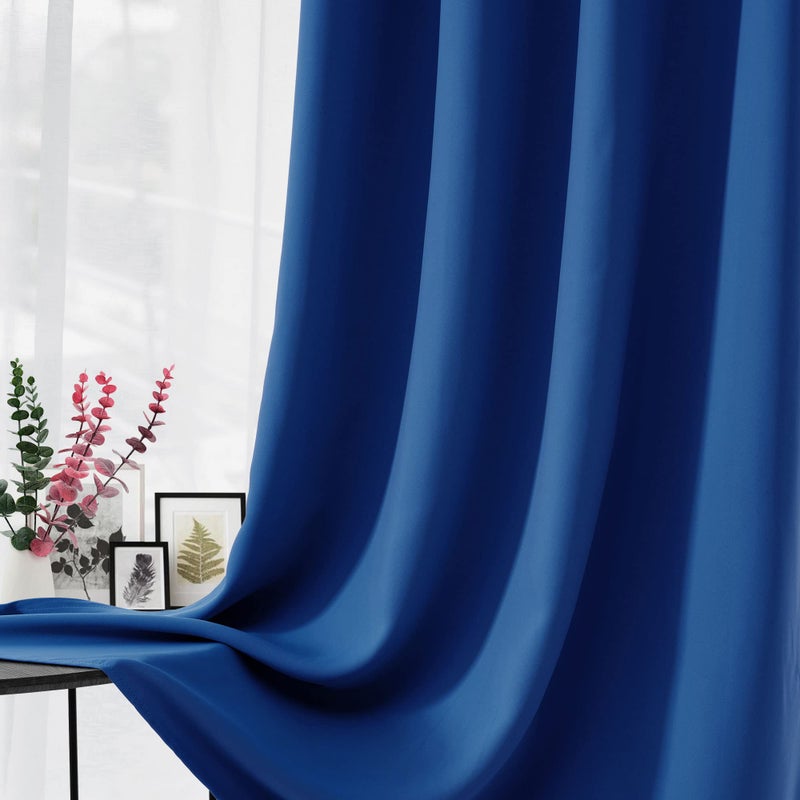 CUCRAF Royal Blue Blackout Curtains 63 inch Length 2 Panels Set  Room Darkening Curtains & Drapes for Living Room Bedroom  Thermal Insulated Light Blocking Grommet Window Curtain (W52 x L63 Inch) - Image 3