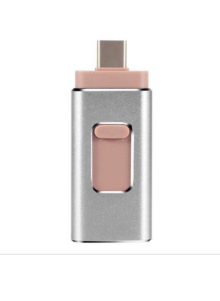 AROAQ 512GB USB Flash Drive, Shock Proof 3-in-1 External USB Flash Drive, Safe And Stable USB Memory Stick, Convenient And Fast Metal Body Flash Drive, Silver Color (Type-C Interface + apple Head + USB)  - Image 1