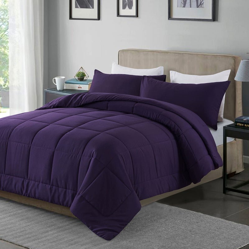 DOWNCOOL Queen Comforter Set -All Season Bedding Comforters Sets with 2 Pillow Cases-3 Pieces Bedding Sets Queen -Down Alternative Purple Queen Size Comforter Sets(88"x92") - Image 2