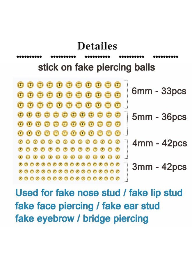 QWALIT Fake Lip Ring Fake Lip Piercing Fake Piercings Fake Nose Ring Hoop Fake Face Piercing Fake Lip Stud Fake Nose Stud Stick on Fake Eyebrow Piercing Fake Eyebrow Ring Fake Piercing Balls Silver, - Image 2