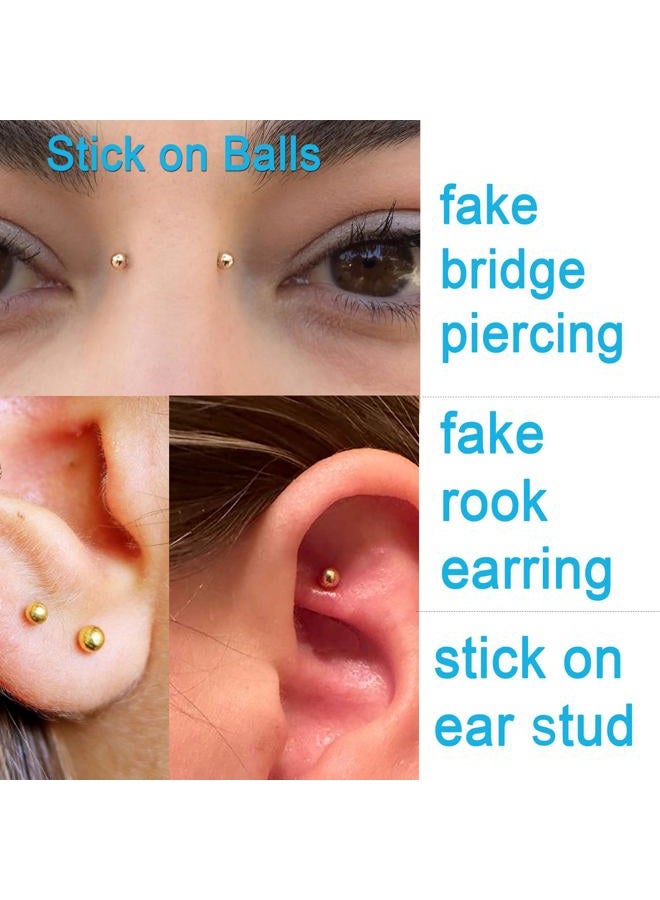 QWALIT Fake Lip Ring Fake Lip Piercing Fake Piercings Fake Nose Ring Hoop Fake Face Piercing Fake Lip Stud Fake Nose Stud Stick on Fake Eyebrow Piercing Fake Eyebrow Ring Fake Piercing Balls Silver, - Image 5