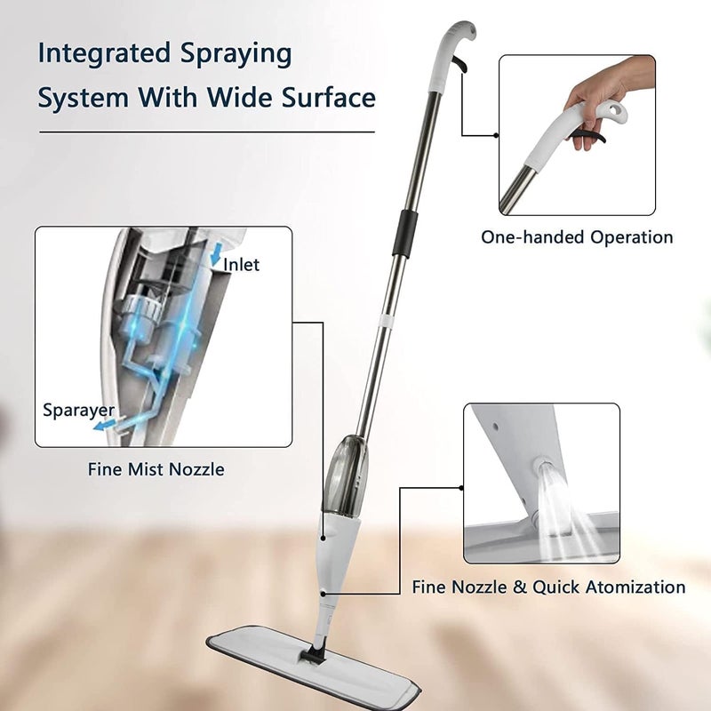 TDOO Microfiber Spray Mop for Floor Cleaning,Wet and Dry Floor Cleaner,360 Degree Spin Microfiber Dust Kitchen Mop with Washable Pads 360ML Water Tank Sprayer (360ML) (PSTB-B) - Image 3