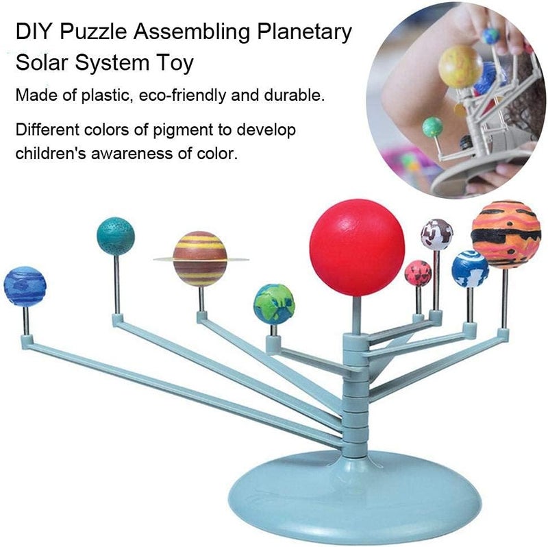 Worldwide simple practical design DIY Solar System Toy, Plastic DIY Planetary Models Intelligence Puzzle Assemble Planets Sets, Science Toy Nine Planets Celestial Body Movement Instrument for Kids Children, Family and School All temp range compatible build - Image 2