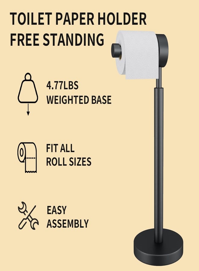 YUMORE Toilet Paper Holder Stand,Freestanding Bathroom Metal Black Matte Tissue Roll Holder for Modern Bathroom - Image 5