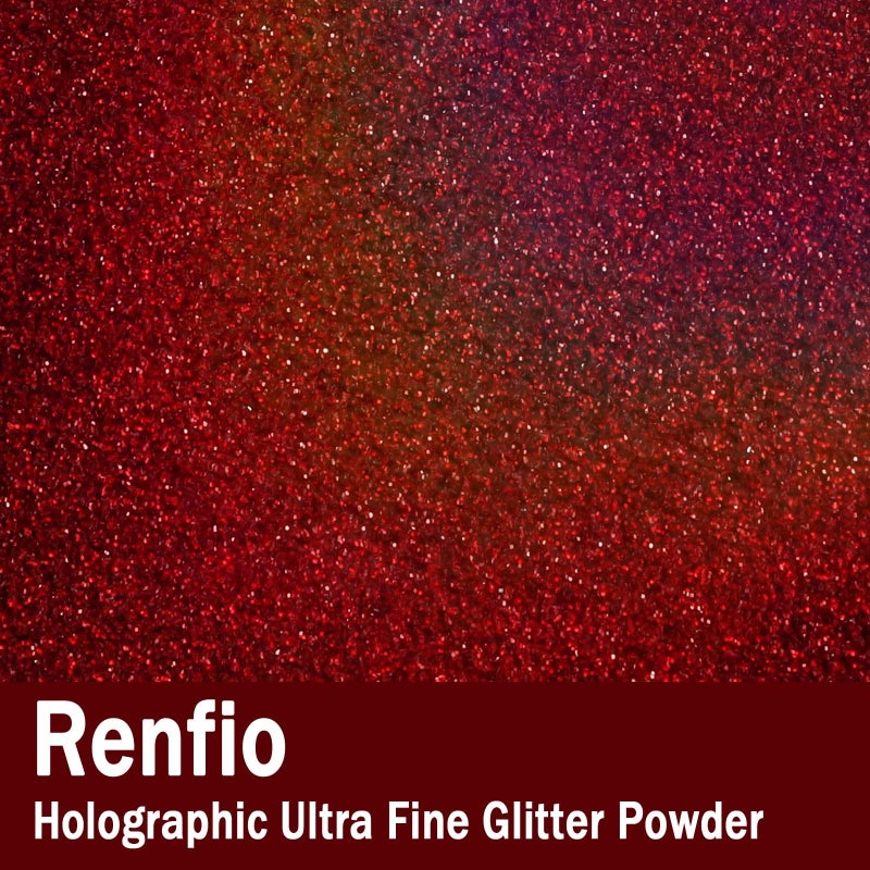Renfio Holographic Ultra Fine Glitter Powder Metallic Resin Glitter 2.11 Oz/60g PET Flakes Crafts Sequins 1/128" 0.008" 0.2mm Epoxy Chips Flakes for Tumblers Slime Roses Decorations - Laser Wine Red - Image 2