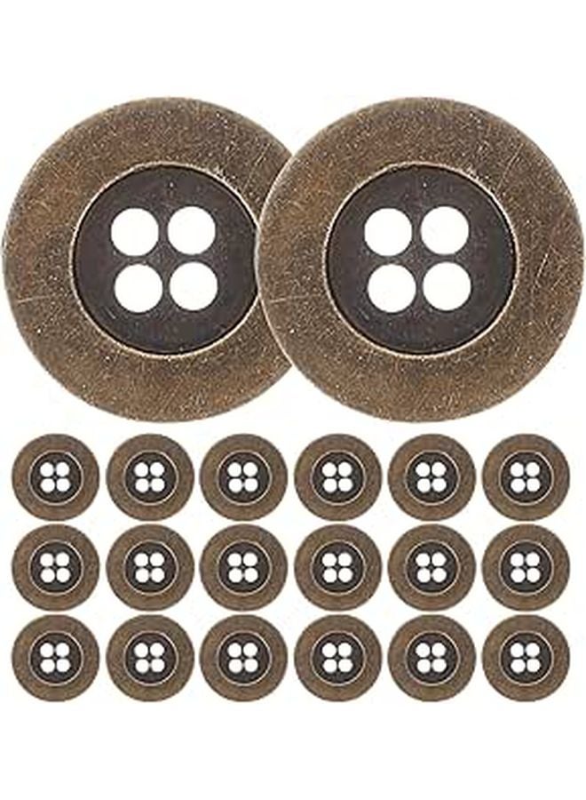 20Pcs Bronze Metal Sewing Buttons 20mm Wide Rim 4 Hole For Clothing Replacement DIY Crafts - Image 1