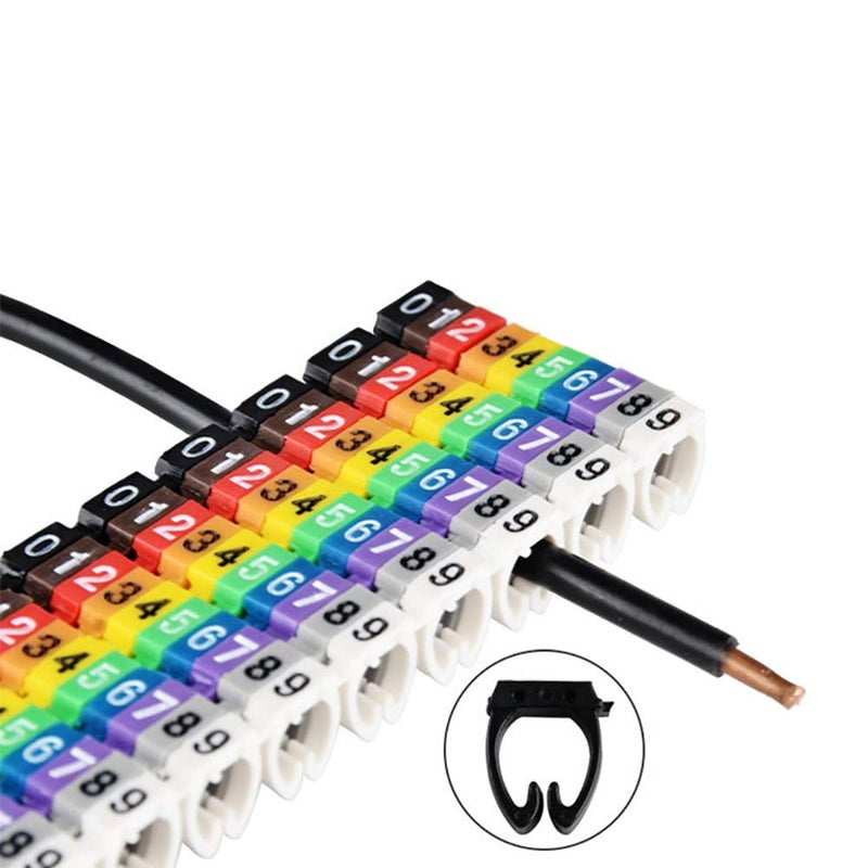 tooloflife 1.5mm Number 0-9 Cable Markers, 100 Pieces Digital Colorful Plastic Cable Marker Clip with Multiple Colors - Image 4