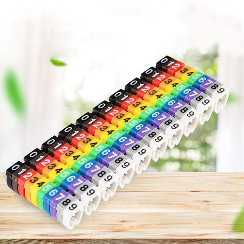 tooloflife 1.5mm Number 0-9 Cable Markers, 100 Pieces Digital Colorful Plastic Cable Marker Clip with Multiple Colors - Image 3