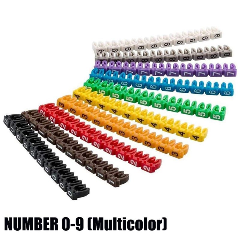 tooloflife 1.5mm Number 0-9 Cable Markers, 100 Pieces Digital Colorful Plastic Cable Marker Clip with Multiple Colors - Image 2