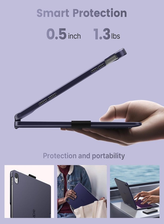 typecase Flexbook Keyboard Case for iPad 11th (A16, 2025) and iPad 10th Gen (10.9", 2022) - No Trackpad, 11-Color Backlight, 360° Rotatable, 7 Use Modes, Thin & Lightweight - Midnight Amethyst - Image 5