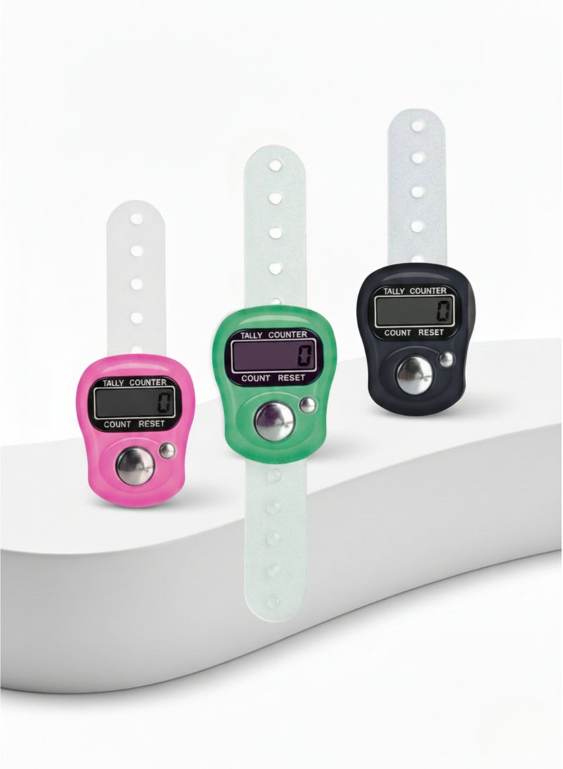 vexa pro 3pcs Digital Tasbih Counter with LCD Display & Adjustable Finger Strap – Electronic Dhikr & Tally Clicker - Image 1