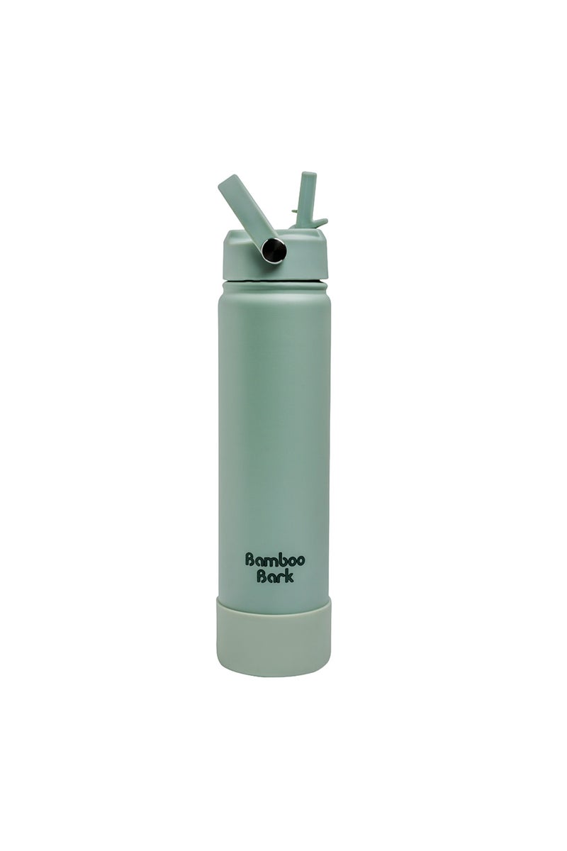 Bamboo Bark 750 ML Insulated Water Bottle with Sipper Lid – Stainless Steel Double Wall Vacuum Flask for Hot & Cold Water Leak-Proof, Reusable Sports Thermos Bottle - (Dull Sage Green) - Image 1