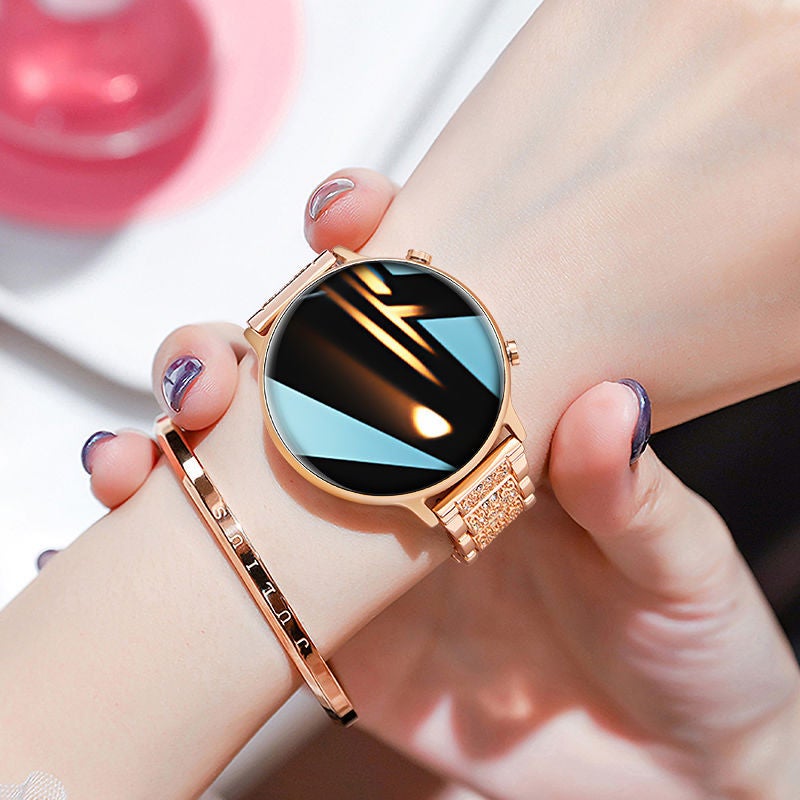 Smart Watch Women 2025 Bluetooth Phone Sports Bracelet Full Star Diamond Inlaid Android IOS Compatible Off-Road Gear Diamond-encrusted gypsophila [goddess style-fashionable and healthy full functions] 